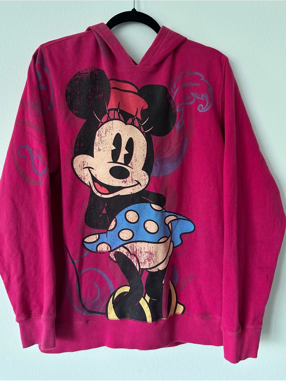 Disney Minnie Mouse Hot Pink Pullover Hoodie with Blue Polka Skirt